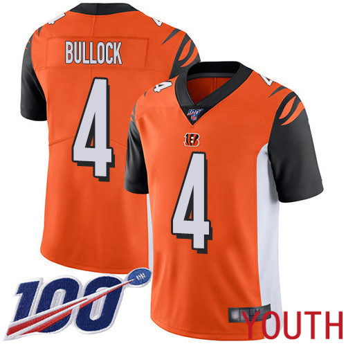 Cincinnati Bengals Limited Orange Youth Randy Bullock Alternate Jersey NFL Footballl #4 100th Season Vapor Untouchable
